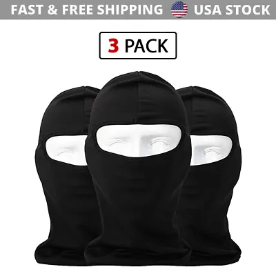 3 Pack Tactical Balaclava Black Full Face Mask Lightweight Motorcycle Warmer Ski • $9.95