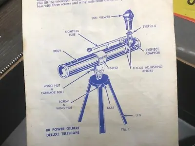 Vintage Gilbert 80 Power Astronomical Telescope  With Original Case • $30