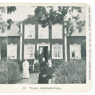 Smaland Cottage Swedish Family Stereoview C1900 Sweden House Home Antique H1641 • $29.95