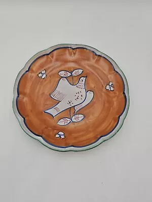 Vintage Vietri Italy Pottery Dinner Plate  White Dove On Orange 10 Inch MCM • $18