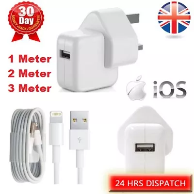 12W Fast Mains Wall Charger Plug Cable IPad Air IPhone 12 11 X 8 7 6 IPad 1 2 3 • £5.99