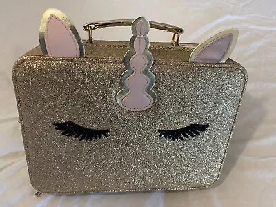 Gold Glitter Unicorn Girl’s Vanity Case Makeup Box • £8.99