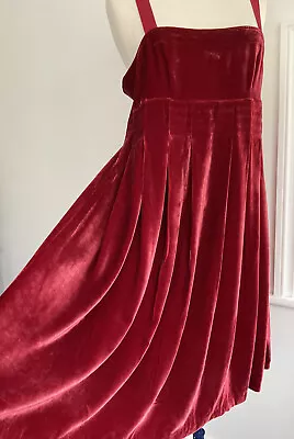 £35 • Buy KEW (Jigsaw) Red Velvet /Silk Babydoll Style Dress Y2K  UK12 *STUNNING*