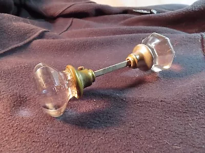 Vintage 8 PT  Clear Glass/Brass Knob Bath Door Set (1 Brass 1 Nickel Plated) • $22.50