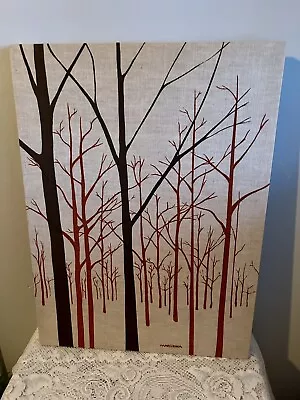 VINTAGE  MARUSHKA TREES ART SILK SCREEN On LINEN Wood Frame & Marked 1980 18x24 • $275.99