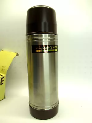 Vintage Montgomery Ward Thermos Bottle Vacuum Stainless Steel 1 Quart 32 Oz • $11.95