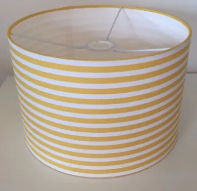 Handmade Lampshade In A Yellow And White  Stripe Fabric Various Sizes • £18.95