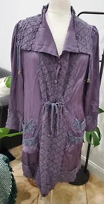 Pretty Angel Boho Women Purple Lagenlook Peasant Witchy Long Overall Top Sz L • $35