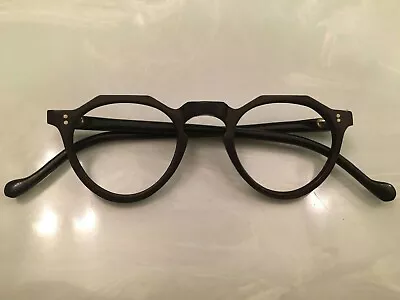 Vintage Crown Panto 1950 French Eye Glasses Dark Chocolate Brown Black Lunettes • $999