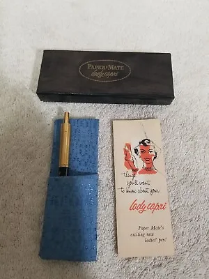 Vintage Paper Mate Double Heart Lady Capri Ballpoint Pen W / Box & Paper • $9.99