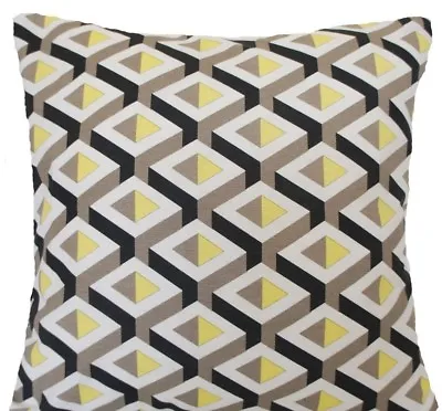 Diamonds Cushion Cover Geometric Printed Yellow Black White Pattern SALE • £9.99