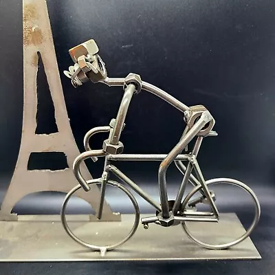 Hinz & Kunst Style Nuts Bolts Bike Rider Art Sculpture Paris Eiffel Tower • $34.99