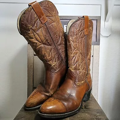 Levi's Orange Tab - Men's Size 11 N - Brown Leather Distressed Cowboy Boots VTG • $49.99