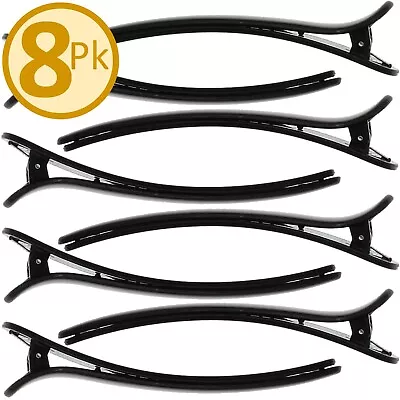 8Pc HAIR SALON SECTIONING CLIPS Hairdressers Dividing Grip Clamp Claw Black Set • £5.98