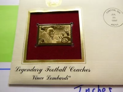 Vince Lombardi Green Bay Packers Super Bowl Wins 1st Day Usps 22kt Gold Stamp L2 • $49.95