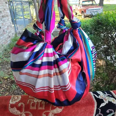Zara Silk Colorful Scarf Bag • $95