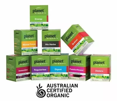 HERBAL TEA 3 X 25 Bags (75 Pk) Certified Organic Planet Premium Dried Herbs • $25.90