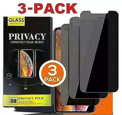 3PK IPhone 15 14 13 12 11 Pro Max XR Privacy Anti Spy GLASS Screen Protector • $8.99