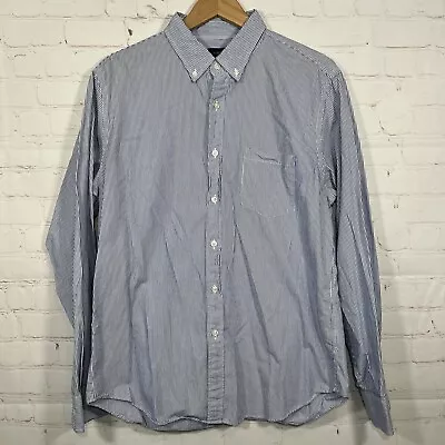 J Crew Button Down Shirt Mens Large Blue White Striped Tailored Fit Long Sleeve • $18.98