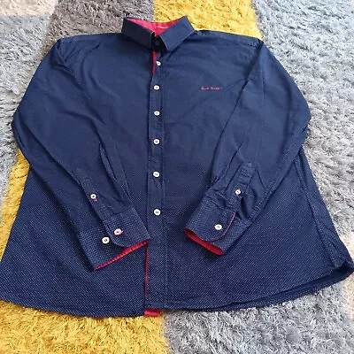 Paul Smith Shirt Adult XL Blue Navy Polka Dot Long Sleeve Button Up Logo Mens • £29.99