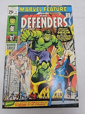 MARVEL FEATURE #1 THE DEFENDERS- 1ST Appearance Hulk Namor DR Strange 1971 6.5 • $114.99