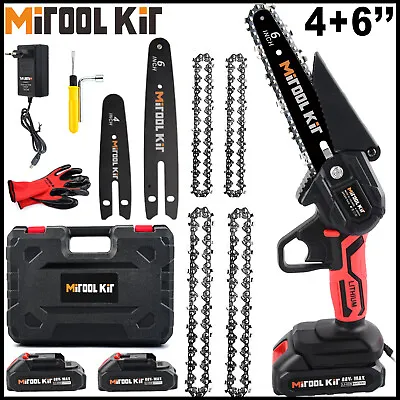 Mini Chainsaw Cordless 4 '' + 6Inch Electric Chain Saw 800W With 2 Battery Power • $34.99