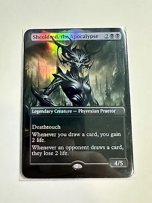 Sheoldred The Apocalypse - Foil Custom Sticker On MTG Bulk Card. • $4.99