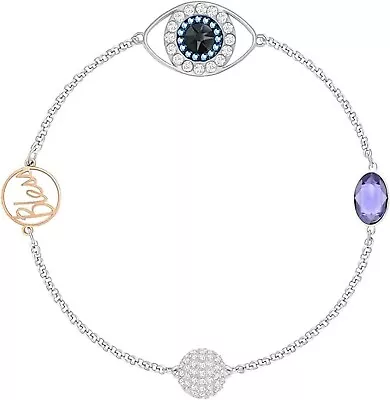 NIB Auth Swarovski Evil Eye Bracelet Bangle Bless Globe Lavender Crystal Silver • $59.99