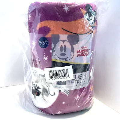 Disney Mickey & Minnie Mouse Halloween Plush Throw Blanket Purple The Big One • $22.46