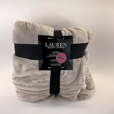 RALPH LAUREN Classic Micromink Beige King  Blanket  New Big • $79.99