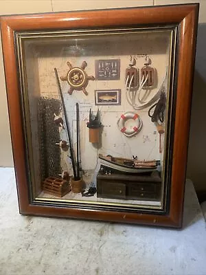 Vintage Collectable Arister Nautical Theme Shadow Box With Various Items & Map • $24.50