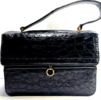 Vintage 1960s Black Alligator Purse Bellestone • $50