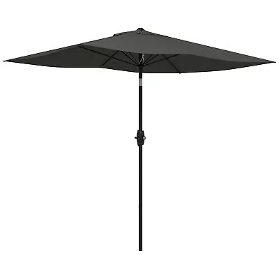 Outsunny 2 X 3(m) Garden Parasol Rectangular Market Umbrella W/ Crank Dark Grey • £47.99