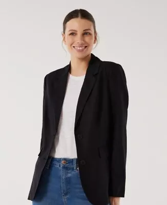 BNWT - JEANSWEST - Kitty Straight Blazer - Black - RRP$99.99 - FREE SHIPPING • $42.99