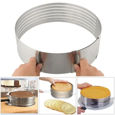 £9.04 • Buy Stainless Steel Adjustable Round Cake Slicer Cutting Guide Mold Cutter 16-20cm