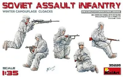 1/35 Miniart WWII Soviet Assault Infantry In Winter Camouflage Cloaks (5) W/Guns • $14.84