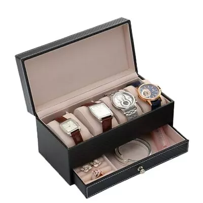4-Slot Watch Box For Men Leather Watch Display Case Holder Organizer Jewelry... • $37.13