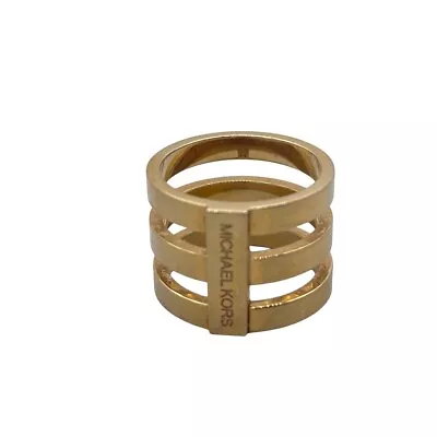 Michael Kors Hollow Letter Three-Layer Barrel Ring Size 6 Gold Tone Casual Work • $66.60