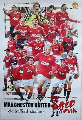 MANCHESTER UNITED FOOTBALL CLUB  2011 RED DEVILS-TEAM IN ACTION  POSTER - Soccer • $19.13