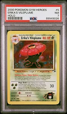PSA 7 Erika's Vileplume Holo First 1st Edition 5/132 Pokemon 2000 Gym Heroes • $59.99