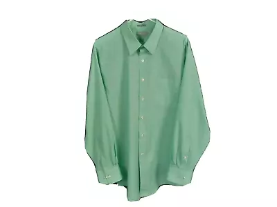 Van Heusen Mens XL Stretch Fitted Button Up Long Sleeve Green Shirt School Work • $11.88