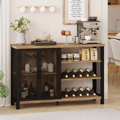 BON AUGURE Bar Cabinet With Storage Industrial Liquor Cabinet For Home Buffet • $222.43