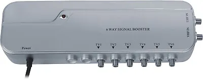 6 Way Output TV Aerial Signal 10dB Booster With 4G Filter And F Type Connections • £29.99