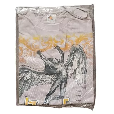 Vintage Led Zeppelin Mens T Shirt Large Beige Angel Icarus Zoso Deadstock Sealed • $18.99