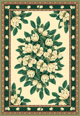 IVORY Floral MAGNOLIA 8X11 Area Rug TRADITIONAL Carpet : Actual 7' 10  X 10' 10  • $149