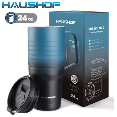 HAUSHOF 24oz Travel Mug Vacuum Insulated Coffee Travel Mug Double Wall W/Handle • $24.99