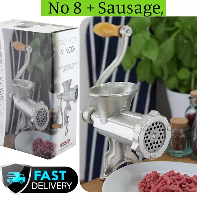 Cast Iron Manual Rotary Beef Sausage Hand Operated Maker Meat Mincer Grinder No8 • £22.49