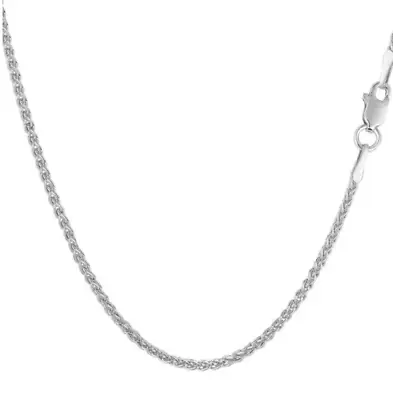 18k White Gold Basket Rope Round Wheat Link Chain Necklace 1.4 Mm 18  3.3 Grams • $400