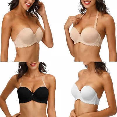 £11.98 • Buy Sexy Strapless Bra Clear Back Strap Multiway Convertible Underwire Brassiere B-G