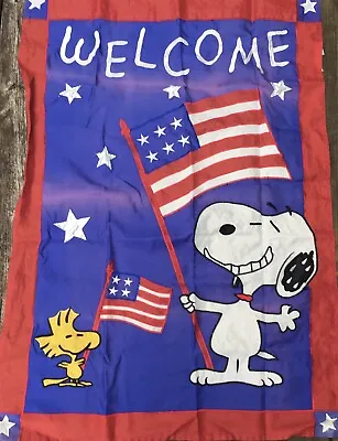 PEANUTS~Snoopy & Woodstock Celebrate U.S.A.~Large 28  X40 ~Appliqué Flag~FREE SH • $34.95